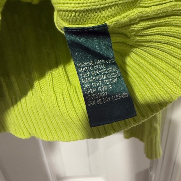 Lauren Ralph Lauren Cable Knit Sweater – Lime Green – 100% Cotton – Size Small - Picture 5 of 7